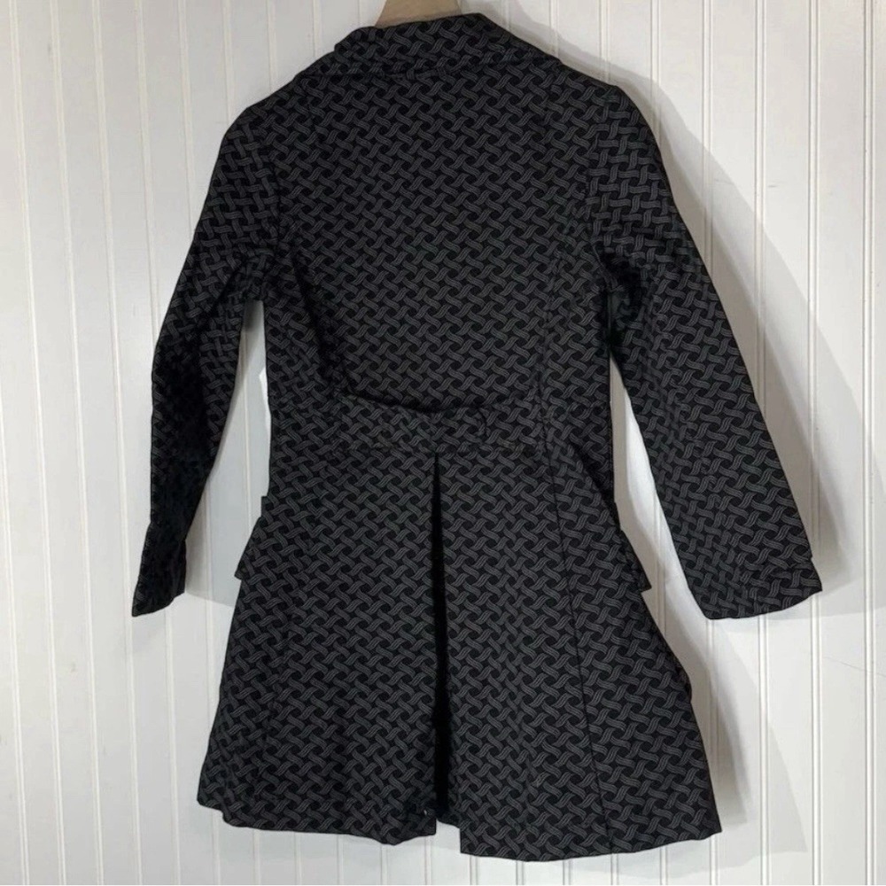 Custo Barcelona Women's Coat 6 Geometric Woven Black Trench Jacket Art‎ to Wear - Picture 9 of 9
